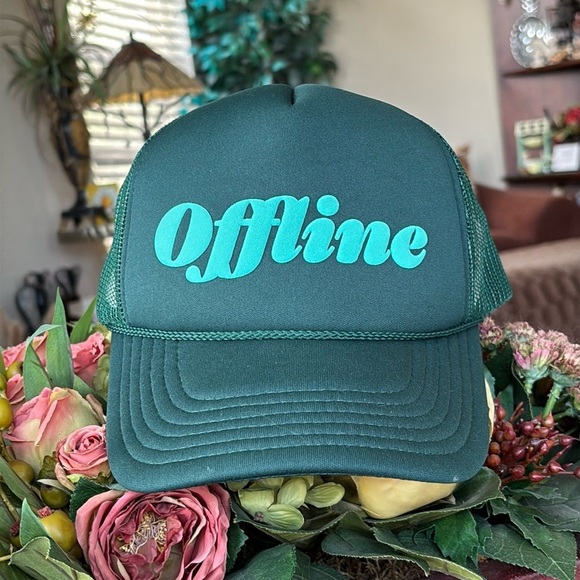 Brand New Ulta Beauty Green Teal “Offline” Trucker Hat Adjustable Baseball Cap - Picture 15 of 15
